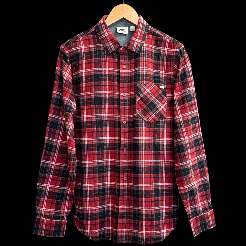 Vans Off The Wall Long Sleeve Button Up‎ Plaid Chest Pocket Flannel Shirt S #31